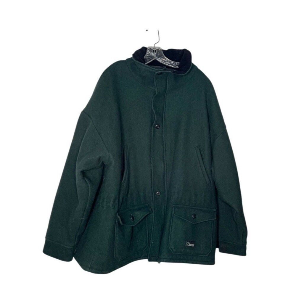 CODET Dark Green Winter Coat Wool Blend Drawstring Waist Thinsulate Size XL Reg